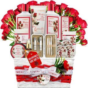 Valentines Day Gifts for Her, Red Rose Spa Gifts for Women, Bath and Body Gift